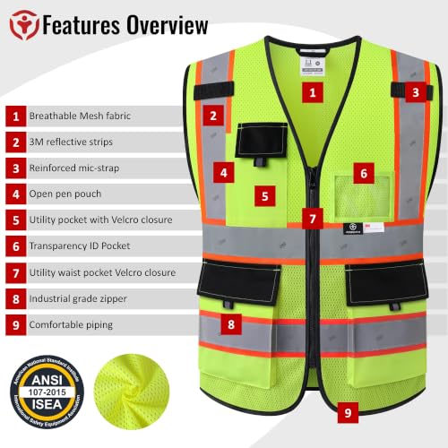 Safety Vest for Men Women With 3M Reflective Tape ANSI