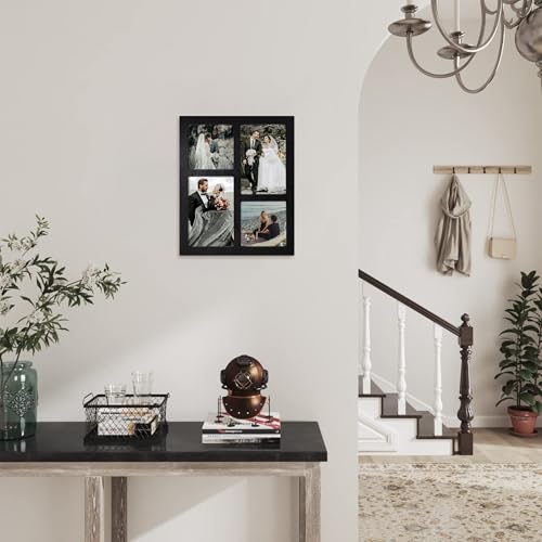 Picture Frame Collage 4x6 and 4x4 Photos Display (Rustic Black / 9.2x11.2in (1Pack))