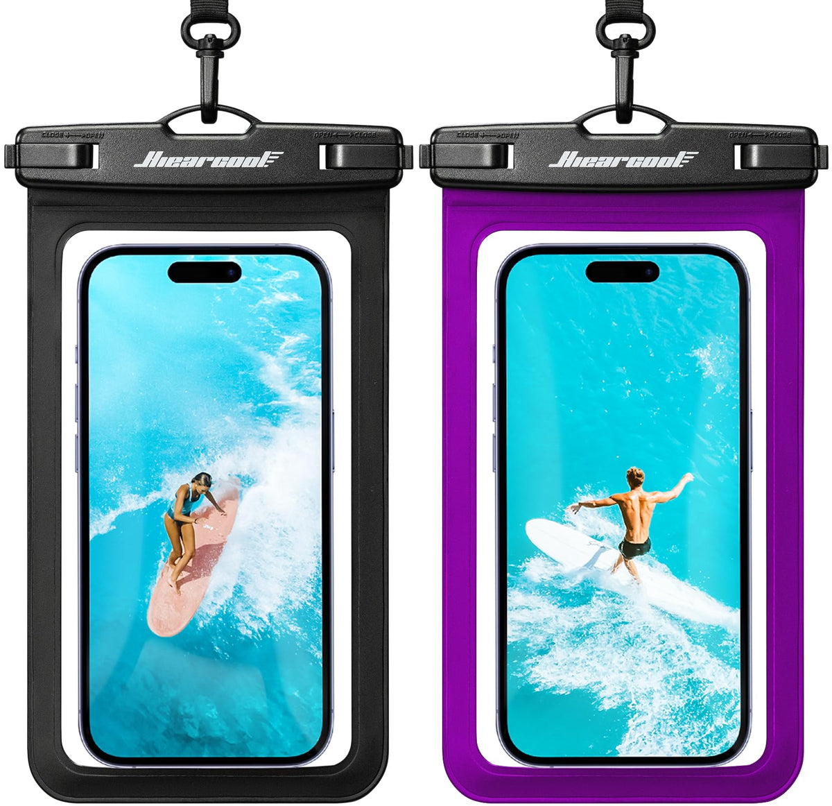 Waterproof Phone Pouch (2-Pack Black & Deep Purple)