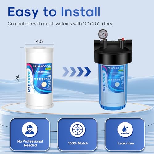 5 Micron 10" x 4.5" Whole House Sediment and Iron Manganese Resin Water Filter Compatible with GE FXHTC (PP Cotton + Iron Manganese Resin / 3 Count (Pack of 1))