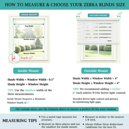 Custom Size Cordless Zebra Blinds for Windows (White / CUSTOM SIZE)