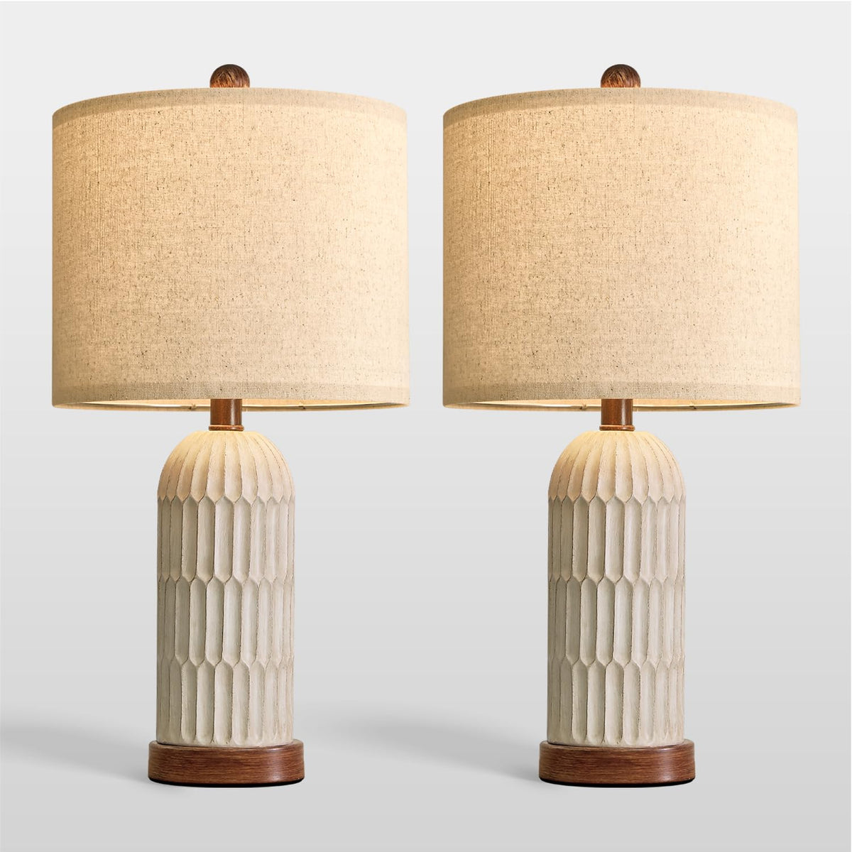 22" Bedroom Table Lamps Set of 2 (22" Yellow and Brown)