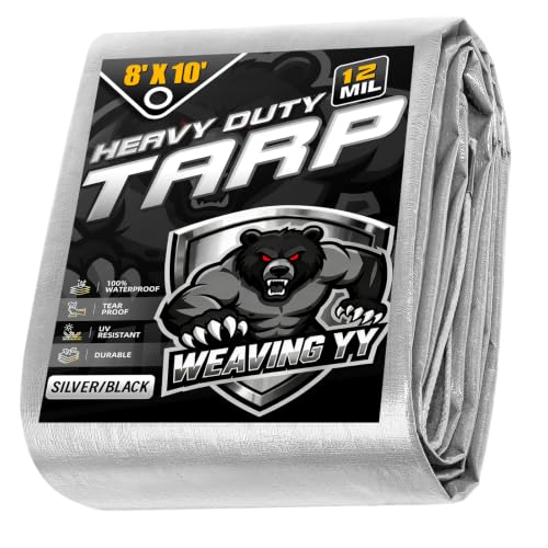 Tarps Heavy Duty Waterproof 8'x10' (Silver/Black / 8' X 10')