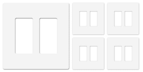 2 Gang Midsize Screwless Switch Plate (2 Gang - 5 Pack)