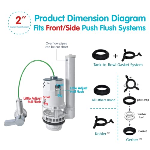 Toilet Handle & 2" Flush Valve Replacement Kit with Dual Flush Modes