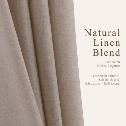 Oatmeal Grommet Linen Curtains 120 Inches Long for Living Room (Oatmeal / 52"W x 120"L (Pack of 2))