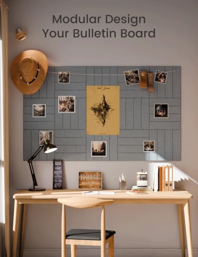 48" x 36" Large Felt Bulletin Board (Slate Gray-1 / Bold-stripe 12-pack)