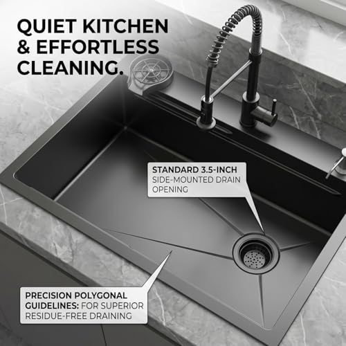 Black Drop in Kitchen Sink (30in*18in)
