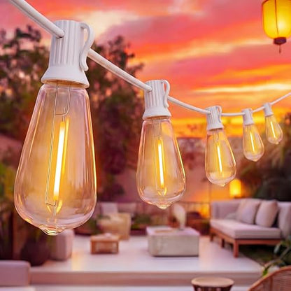 ST40 LED Outdoor String Lights with Shatterproof Vintage Edison Bulbs