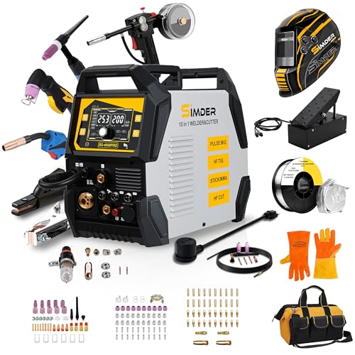 SSimder MIG Welder 110V 220V Dual Voltage MIG Welding Machine Multiprocess Welder for Home DIY