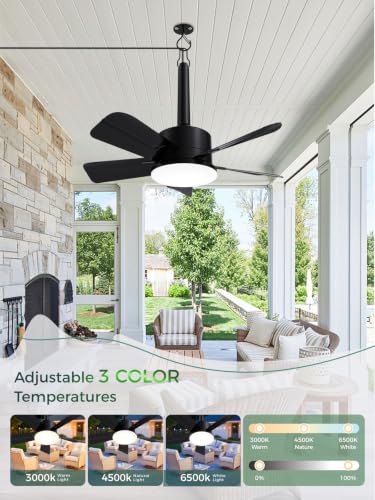 Outdoor Gazebo Ceiling Fan with Light and Remote