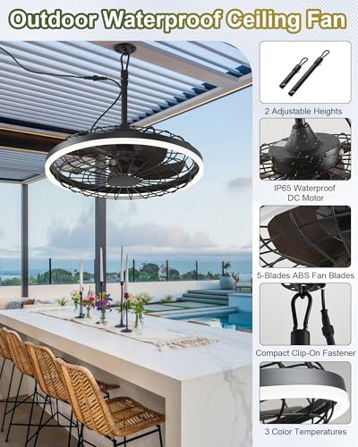 Smart Waterproof Gazebo Ceiling Fan with Light