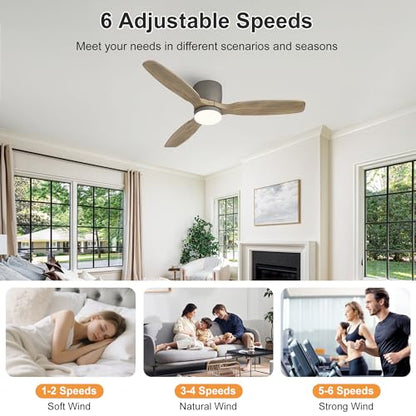 48" Flush Mount Ceiling Fan with Light