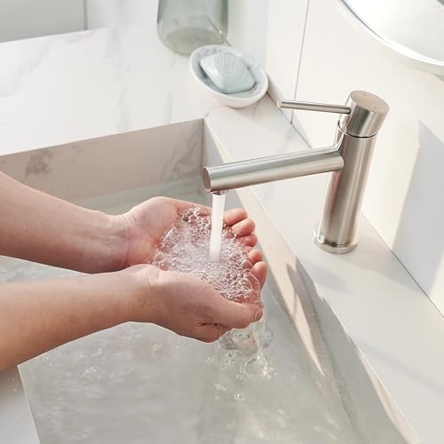 Waterfall Bathroom Faucet Single Handle Lavatory with Pop Up Drain