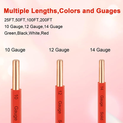 THHN Wire 14 Gauge 50FT (14 Gauge 50FT / Red)