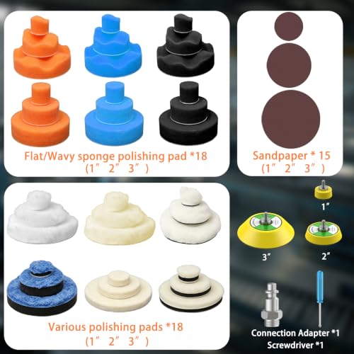 1/2/3 Inch Random Orbital Air Sander, Mini Da Sander for Auto Body Work, High Speed Pneumatic Sander for Metal & Woodworking/Car Polishing Waxing/DIY Projects