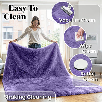 8x10 Fluffy Area Rug for Living Room (Purple / 8' x 10' (Rectangular))