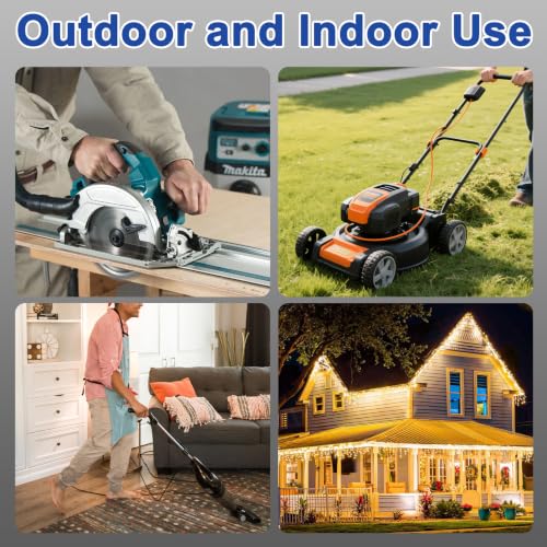 3FT 14 3 Outdoor Extension Cord with 6 Outlets 14 Gauge Light Heavy Duty Multiple Outlets 3 Prong Grounded Power Cord 14AWG 15A 125V 1875W Waterproof ETL Listed for Garden Garage Workshop
