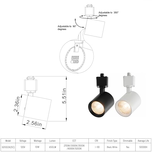5 Color LED Track Lighting Heads H