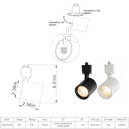 5 Color LED Track Lighting Heads H