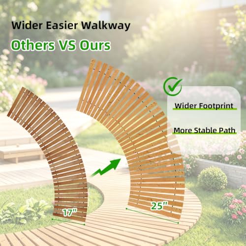 25" W Oversize Wooden Garden Parhway Walkway Outdoor Roll Out Decorative Garden Walkway Non