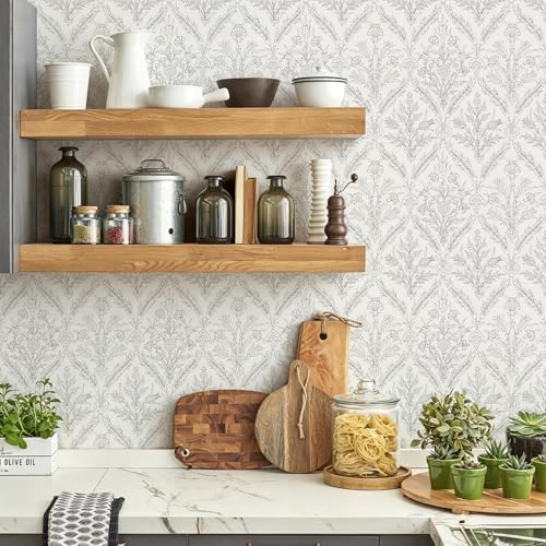Peel and Stick Wallpaper Vintage Boho Beige Leaf Contact Paper Floral Thicken Self Adhesive Decorative Flower Peel and Stick Wallpaper Removable for Bedroom Bathroom Cabinets Botanical Roll