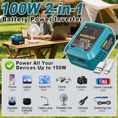 100W PD3.1 USB C Battery Charger Compatible with 18V Battery
