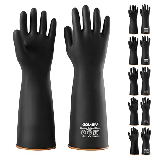 Chemical Resistant Heavy Duty Latex Gloves 6 Pairs