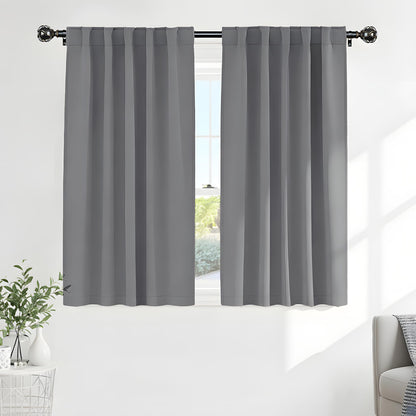 Black Out Curtains 48 inch Long for Short Small Window (Silver Grey / 42"W x 48"L (Pack of 2))