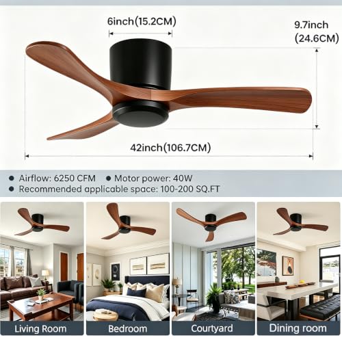 42 Inch Wood Ceiling Fan without Light