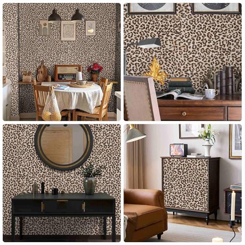 Cheetah Print Wallpaper Room Decor Brown Leopard Peel and Stick Wallpaper