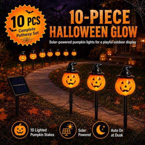 10 Pack Halloween Decorations Outdoor Pumpkin Moon Garden