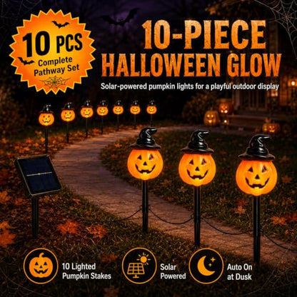 10 Pack Halloween Decorations Outdoor Pumpkin Moon Garden