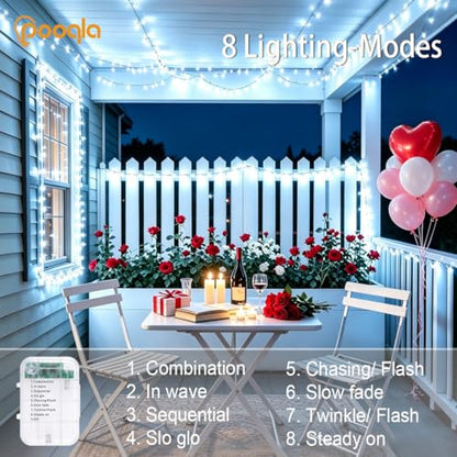 2 Pack String Lights Battery Operated (50 LED x2 / Cool White)