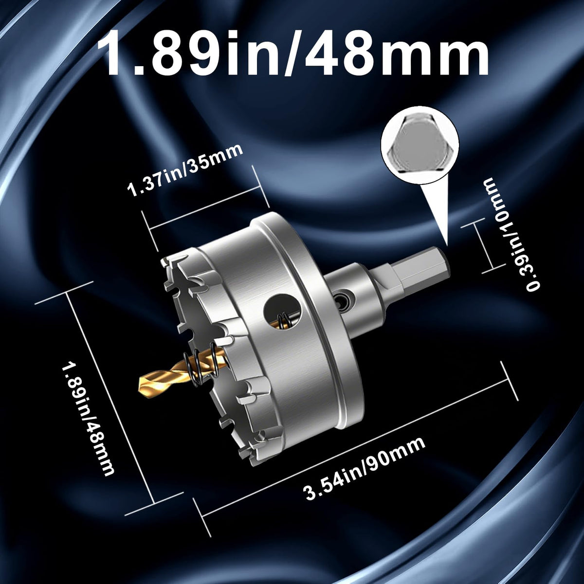 1-7/8" (48mm) TCT Hole Saw for Stainless Steel, Iron & Metal (1-7/8" (48mm))