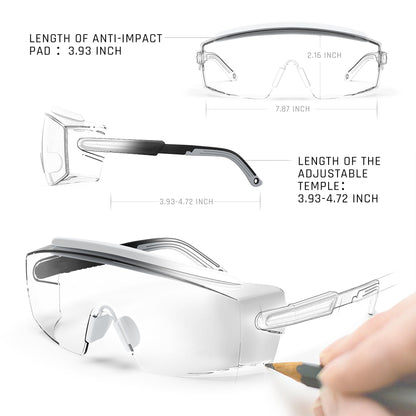 Anti fog Safety Glasses Over Glasses (White&black)