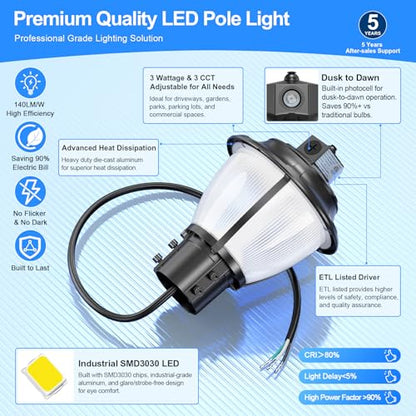 LED Post Top Light Post Lights Fixture with Photocell