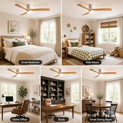 Smart Low Profile Ceiling Fan with Lights and Remote
