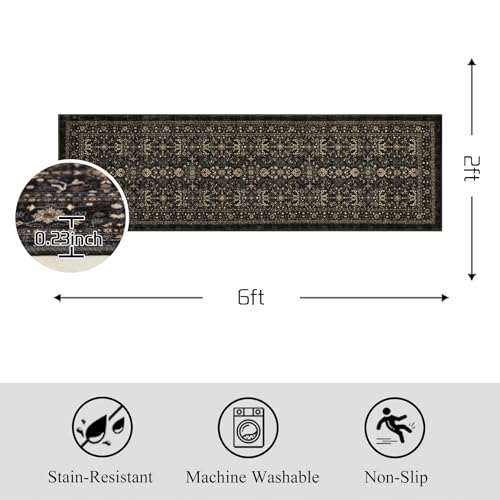 Hallway Washable Runner Rug 2×6 (Dark Gray / 2' x 6' (Rectangular))