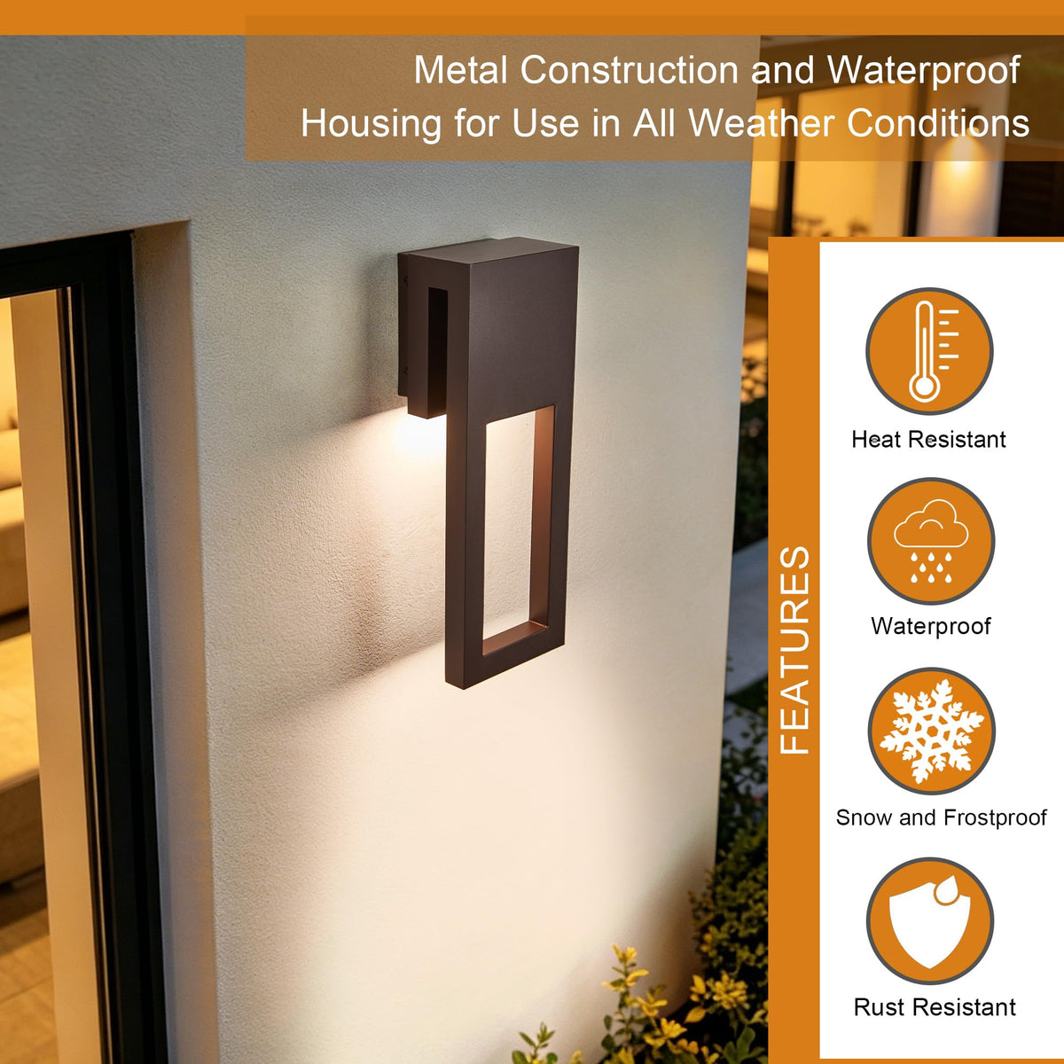 2 Pack Dimmable Indoor Outdoor Wall Sconces 15 Inch Waterproof (2Pack Textured Bronze(without Photocell))