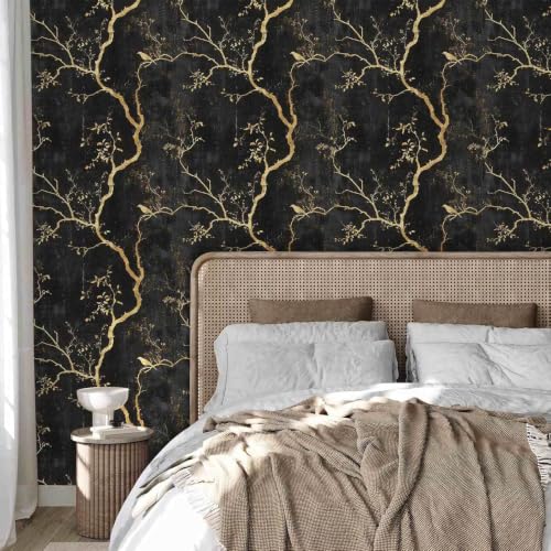 Black and Gold Peel and Stick Wallpaper