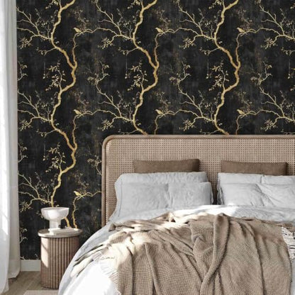 Black and Gold Peel and Stick Wallpaper