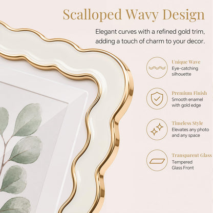 8x10 Scalloped Wavy Metal Picture Frame (Cloud Ivory / 8x10)