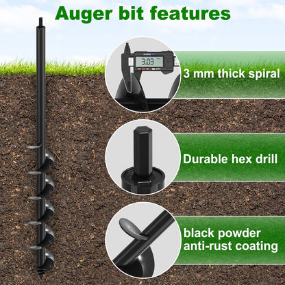 Auger Drill Bit for Planting 3″ x 32″ (3″ x 32″)