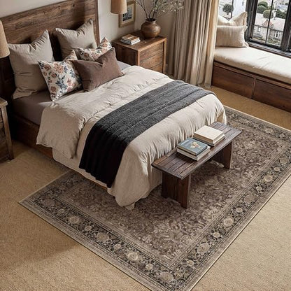Brown Washable 5x7 Area Rugs for Living Room Bedroom (Retro | Brown / 5' x 7' (Rectangular))