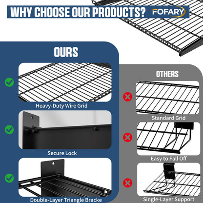 Garage Wall Shelving 24"x12" 4 (Black / 4 pack-24" x12")