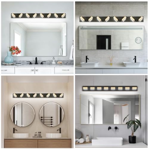 Bathroom Lights Fixtures Over Mirror (Black-Gold / 8-Light)