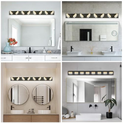 Bathroom Lights Fixtures Over Mirror (Black-Gold / 8-Light)