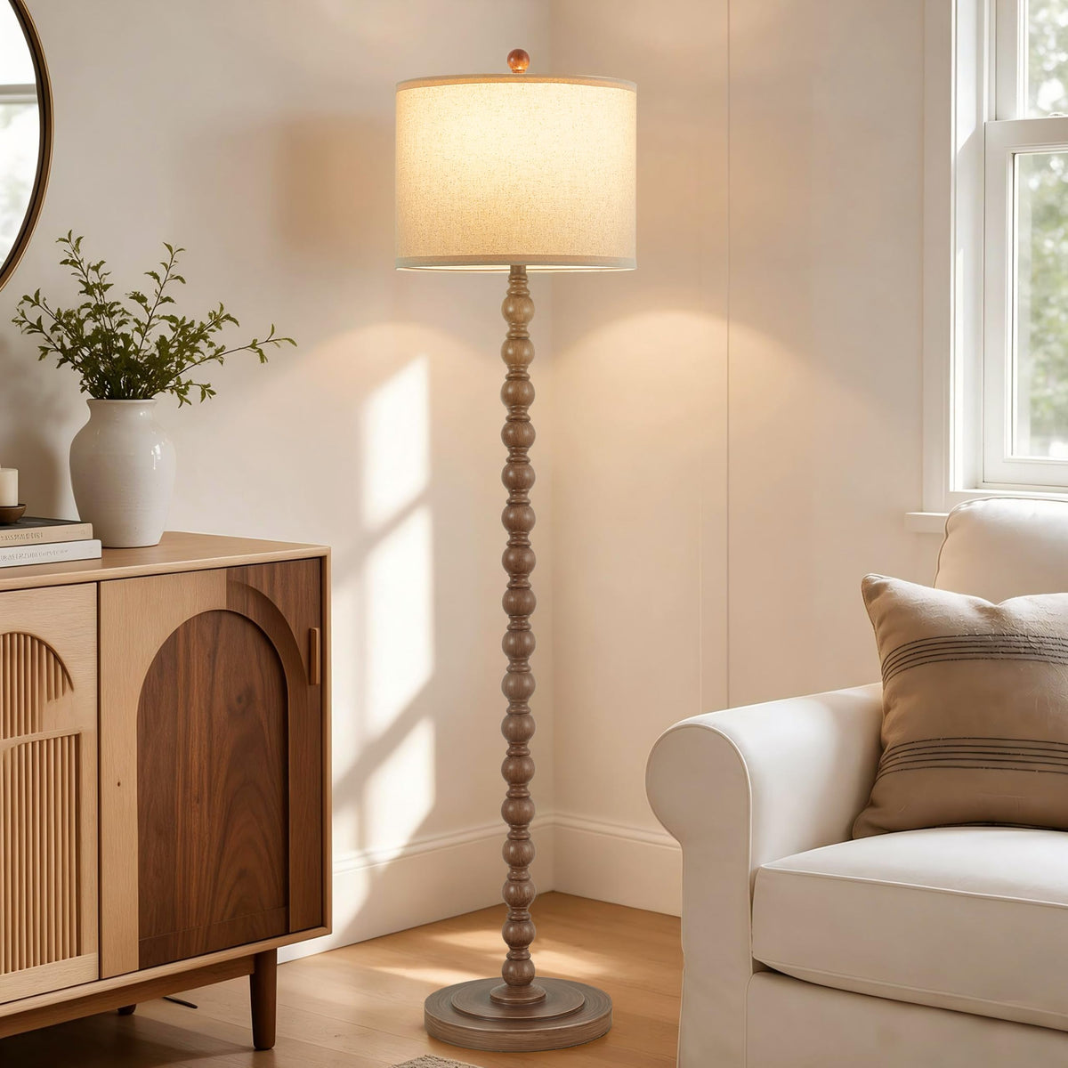 Farmhouse Floor Lamp for Living Room (Dark Brown)
