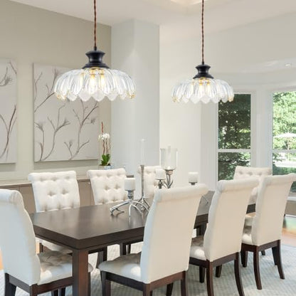 Pendant Light with Clear Flower Patterned Glass